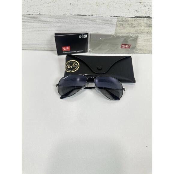 Ray-Ban Adult RB3025 Aviator Polarized Gunmetal/Blue/Grey 58mm Sunglasses - Picture 1 of 12